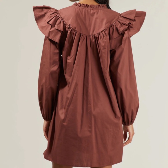 NWT SugarLips Brown Prissy Poplin Ruffle Mini Dress Size XL - Picture 4 of 10